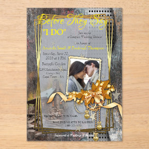 Invitations En Acrylique Cabine de pierre de famille rustique
