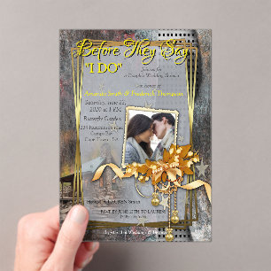 Invitations En Acrylique Cabine de pierre de famille rustique