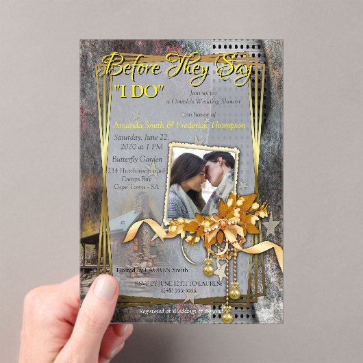 Invitations En Acrylique Cabine de pierre de famille rustique (In situ (ordinateur de poche))