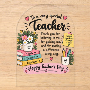 Invitations En Acrylique Cadeau d'appréciation pour l'enseignant Bonne fê