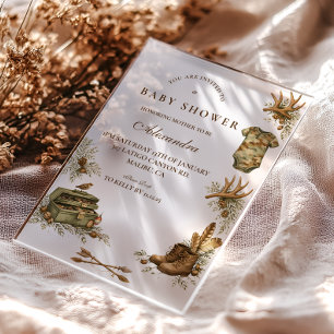 Invitations En Acrylique Cadeau de Baby Shower Little Hunter Woodland