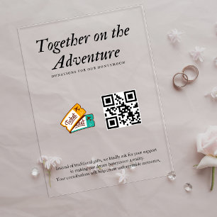 Invitations En Acrylique Cadeau de code QR de fonds de lune de miel de regi