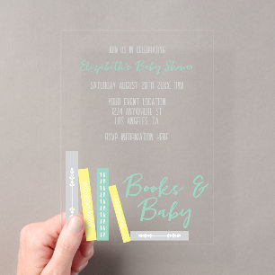 Invitations En Acrylique Cadeau de naissance Livres Bébé