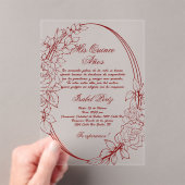 Invitations En Acrylique Cadre bordeaux Quinceanera espagnole (In situ (ordinateur de poche))