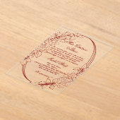 Invitations En Acrylique Cadre bordeaux Quinceanera espagnole (Poser)