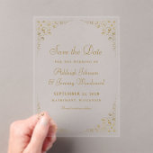 Invitations En Acrylique Cadre Botanique Gold Script Enregistrer La Date (In situ (ordinateur de poche))