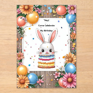Invitations En Acrylique Cadre coloré de célébration d'anniversaire
