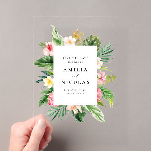Invitations En Acrylique Cadre de botanique tropicale à l'aquarelle pour an