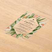 Invitations En Acrylique Cadre de fleurs de cactus Baptême (Poser)