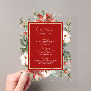 Invitations En Acrylique Cadre de fleurs de Noël tropicales