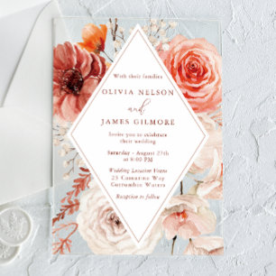 Invitations En Acrylique Cadre de mariage floral boho botanique