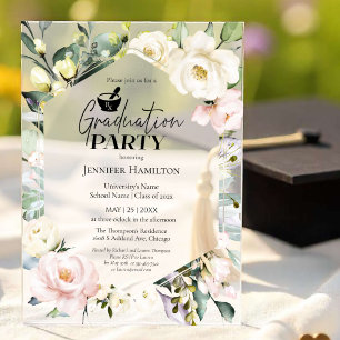 Invitations En Acrylique Cadre de photo floral bohème pour la remise des di
