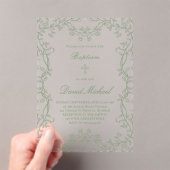 Invitations En Acrylique cadre de verdure Baptême (In situ (ordinateur de poche))