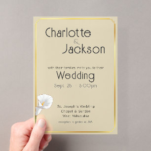 Invitations En Acrylique Cadre Deco Or Lily Vintage Crème Mariage Givré