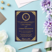 Invitations En Acrylique Cadre Doré Classique Monogramme Royal de Mariage (Insitu (Mariage))