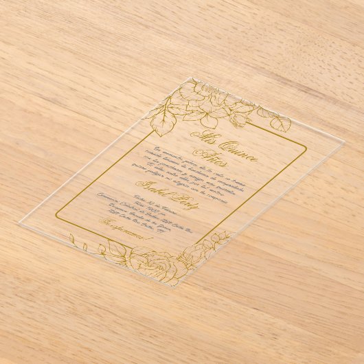 Invitations En Acrylique Cadre en or acrylique Quinceanera espagnol (Poser)