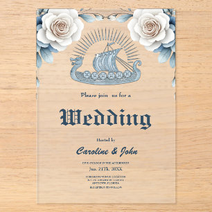 Invitations En Acrylique Cadre floral avec roses et motif celtique