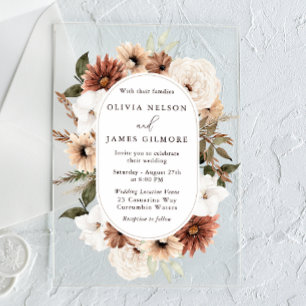 Invitations En Acrylique Cadre floral boho époustouflant Mariage moderne
