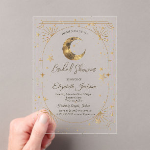 Invitations En Acrylique Cadre Lune Étoiles Célestes  Shower de Mariée