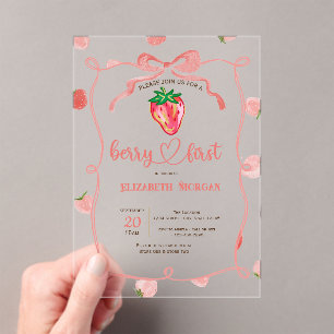 Invitations En Acrylique Cadre Pailleté Fête Bébé Rose à Carreaux