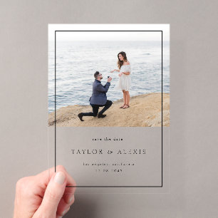 Invitations En Acrylique Cadre photo minimaliste moderne noir