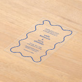 Invitations En Acrylique Cadre simple Cobalt Blue Squiger Mariage moderne (Poser)