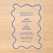 Invitations En Acrylique Cadre simple Cobalt Blue Squiger Mariage moderne (Recto)