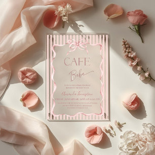 Invitations En Acrylique Cafe Bebe Fille Café Arc-en-ciel Rose Rétro Baby S
