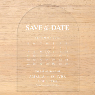 Invitations En Acrylique Calendrier arché en acrylique clair moderne pour a
