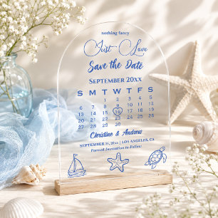 Invitations En Acrylique Calendrier de mariage Just Love Sea Life Enregistr