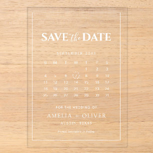Invitations En Acrylique Calendrier Minimaliste en Acrylique Clair Enregist