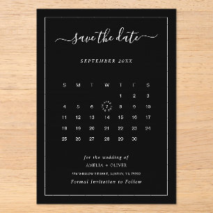 Invitations En Acrylique Calendrier minimaliste en acrylique noir, enregist
