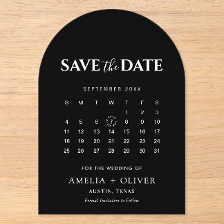Invitations En Acrylique Calendrier moderne en acrylique noir en forme d'ar