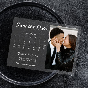Invitations En Acrylique Calendrier Photo Chic Moderne Enregistrer la Date
