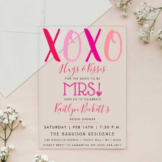 Invitations En Acrylique Câlins & Bisous (XOXO) Saint-Valentin Enterrement