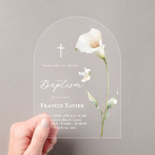 Invitations En Acrylique Calla lily Baptême