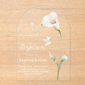 Invitations En Acrylique Calla lily Baptême (Recto)
