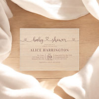 Calligraphie cardiaque Baby shower Brown minimalis