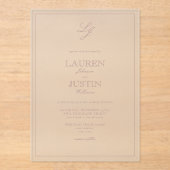 Invitations En Acrylique Calligraphie classique Dusty Rose Mariage de monog (Recto)