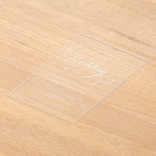 Invitations En Acrylique Calligraphie Classique Le Mariage De Transparent (Poser)