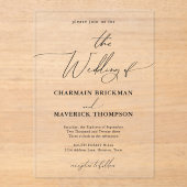 Invitations En Acrylique Calligraphie Classy Mariage (Recto)