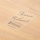 Invitations En Acrylique Calligraphie de script moderne mariage noir (Poser)