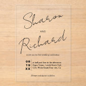 Invitations En Acrylique Calligraphie de script moderne mariage noir (Recto)