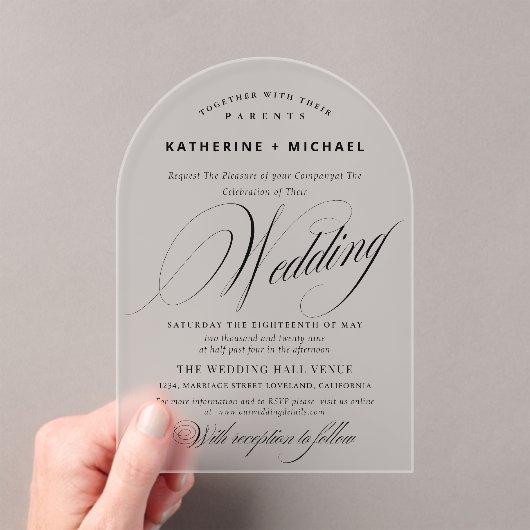 Invitations En Acrylique Calligraphie de script romantique Mariage simple e (In situ (ordinateur de poche))