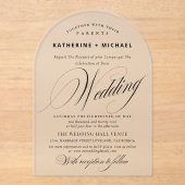 Invitations En Acrylique Calligraphie de script romantique Mariage simple e (Recto)