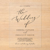 Invitations En Acrylique Calligraphie délicate Mariage classique moderne si (Recto)