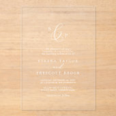 Invitations En Acrylique Calligraphie délicate Mariage de monogramme blanc  (Recto)