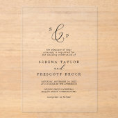 Invitations En Acrylique Calligraphie délicate Monogramme Mariage élégant (Recto)