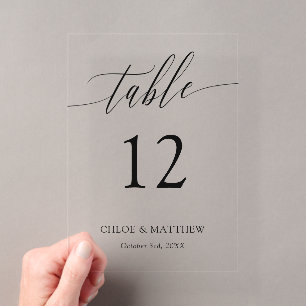 Invitations En Acrylique Calligraphie délicate - Noms et date du mariage