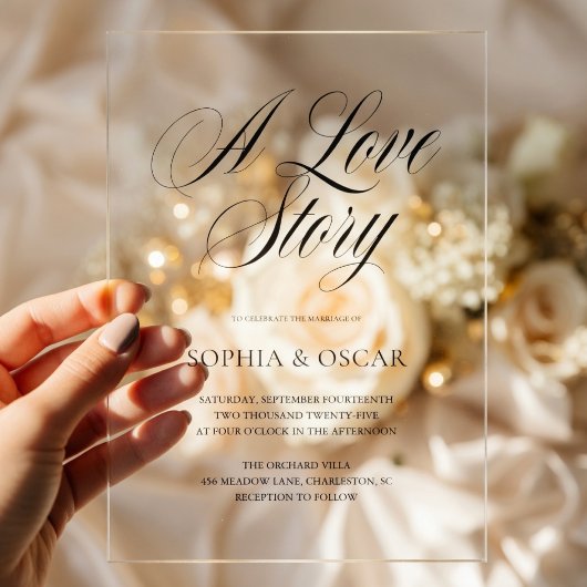 Invitations En Acrylique Calligraphie Elegant Script | Une histoire d'amour